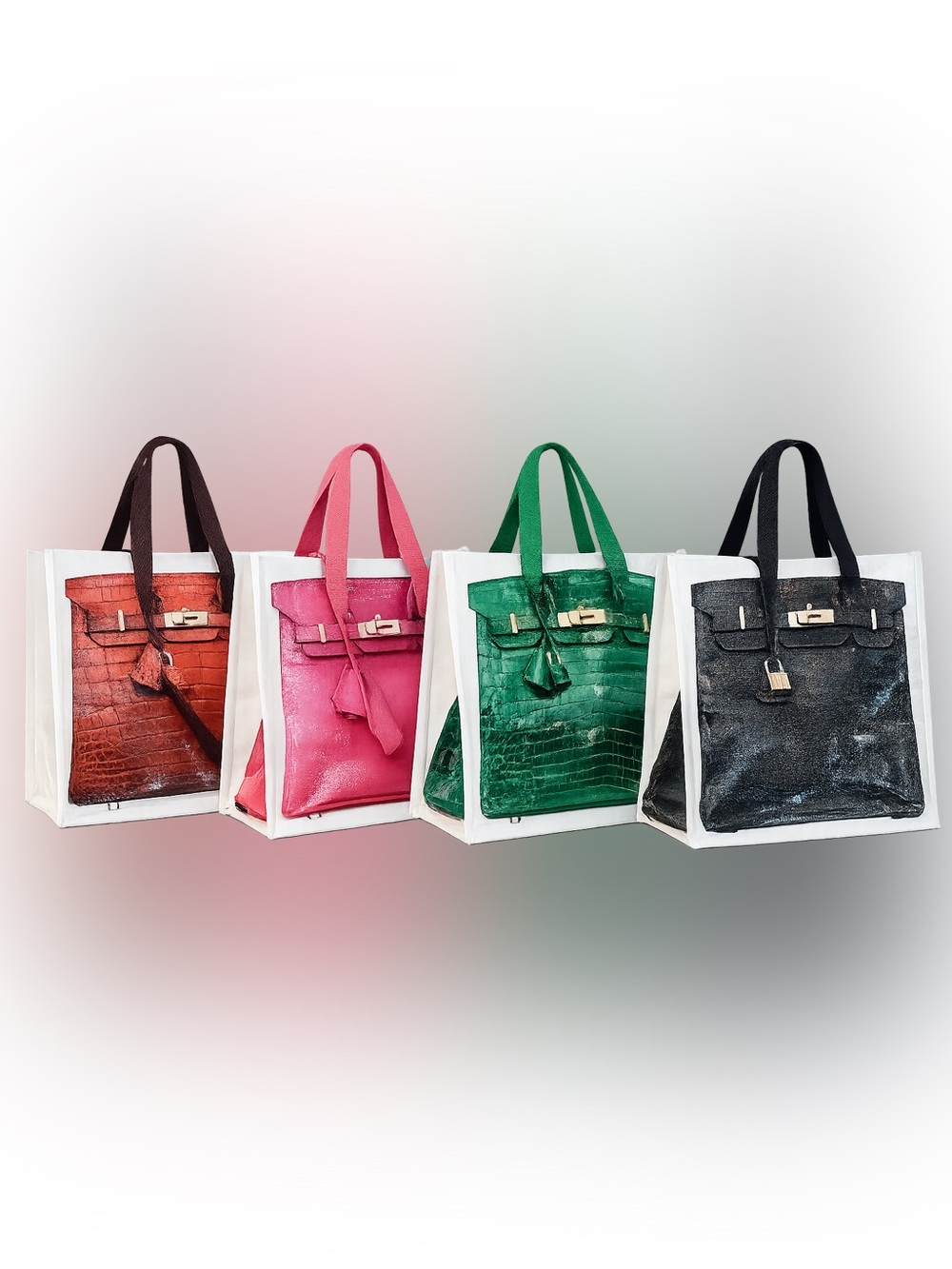 Bundle!!!!! Pink, Green, Black, maroon  Tote Bags wirkin - errand Bags
